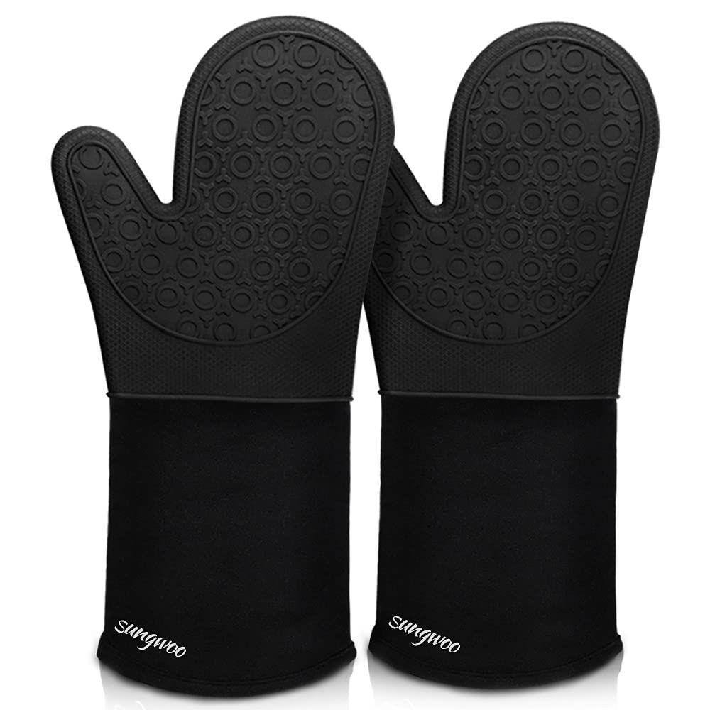 Luvas de forno sungwoo de silicone extra longas resistentes ao calor 500F