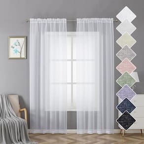 Cortinas Lecloud Doris Sheer White, 213 cm de comprimento, 2 painéis
