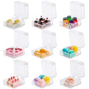 Kit de alimentos em miniatura Hiawbon, escala 1:12 com caixa de armazenamento (9 conjuntos)