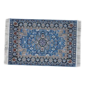 Kit de enfeite em miniatura Tapete floral azul Emien 16x10cm