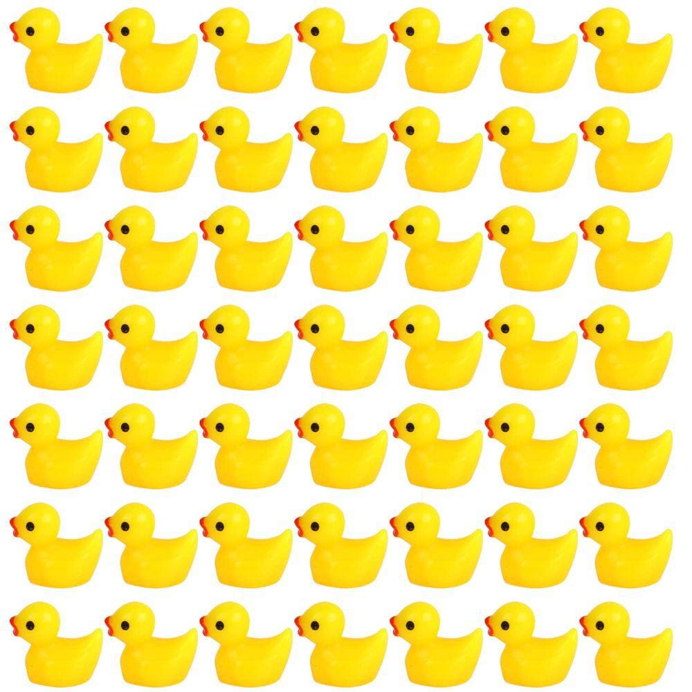Mini bonecos de pato amarelo de resina para decoração de jardim, 150 unidades