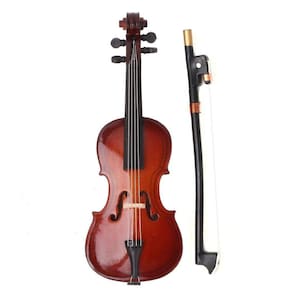 Réplica de violoncelo em miniatura Hztyyier de madeira com laço, suporte e caixa