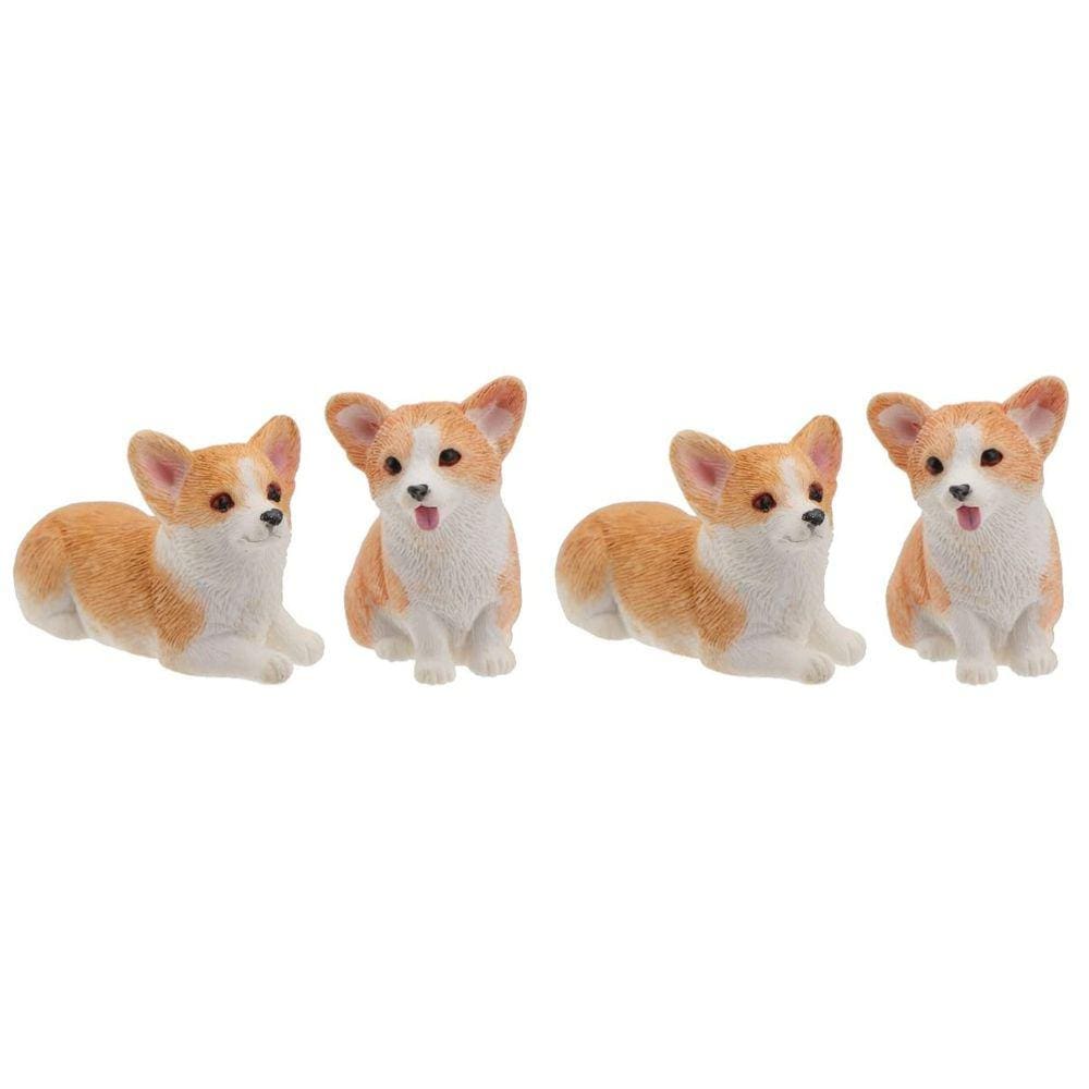 Estátua de Corgi em miniatura Parliky Orange Lover Pet Garden