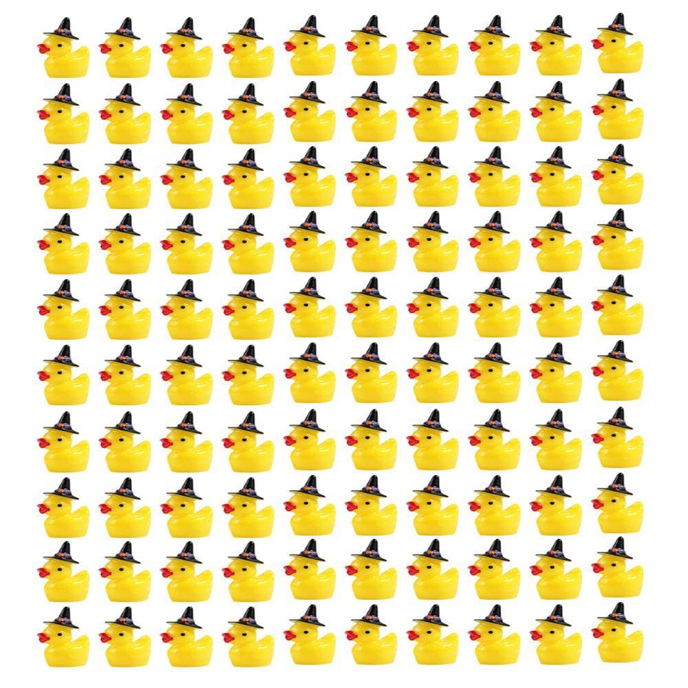 Mini Resin Duck LUTER 100 unidades com chapéu de bruxa de Halloween roxo