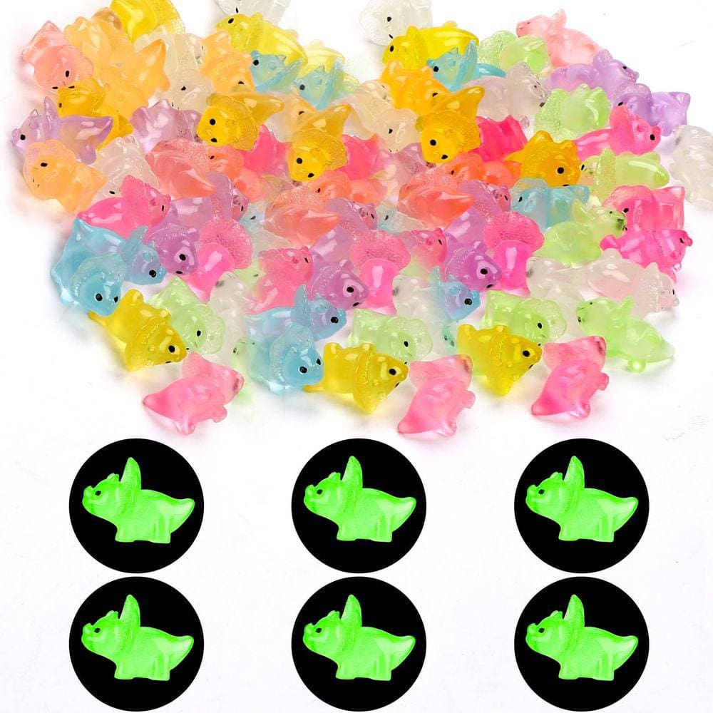 Mini dinossauro de resina NQEUEPN Luminous 64 unidades para decoração