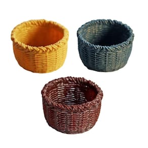Cestos em miniatura Cabilock para artesanato, resina, 3 peças, casa de bonecas