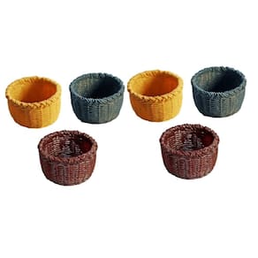 Cestos de vime artesanais em miniatura CIYODO para casa de bonecas (6 unidades)