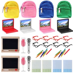 Conjunto de acessórios para mini bonecas Asany com 38 peças de material escolar