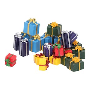 Caixas de presente de Natal Doll House 1:12 em miniatura, 25 unidades, resi