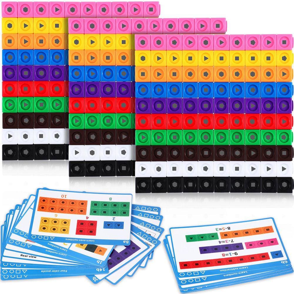 Conjunto de cubos Math Manipulatives Linking Libima 318 unidades com cartões