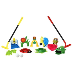 Conjunto de golfe para crianças Party Hurray com tacos de golfe, obstáculos e bar