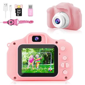 Câmera infantil Texpot atualizada HD 1080P com cartão SD de 32 GB rosa