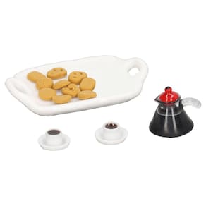 Conjunto de café Dollhouse Tnfeeon em miniatura de resina em escala 1:12