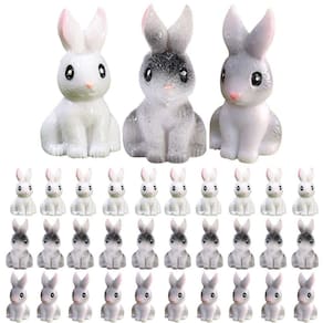 Estatuetas Unomor Mini Bunny, 30 peças de resina de Páscoa para decoração