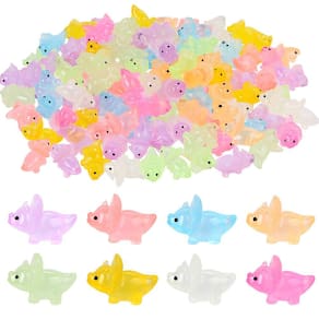 Mini bonecos de dinossauro de resina, 100 unidades luminosas para decoração