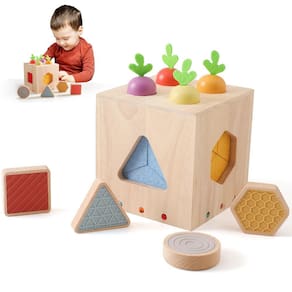 Montessori Toys Ikubigu Shape Sorter Activity Cube Toddlers