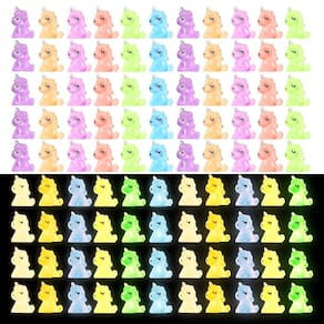 Mini bonecos luminosos de resina de unicórnio para decoração - 60 unidades