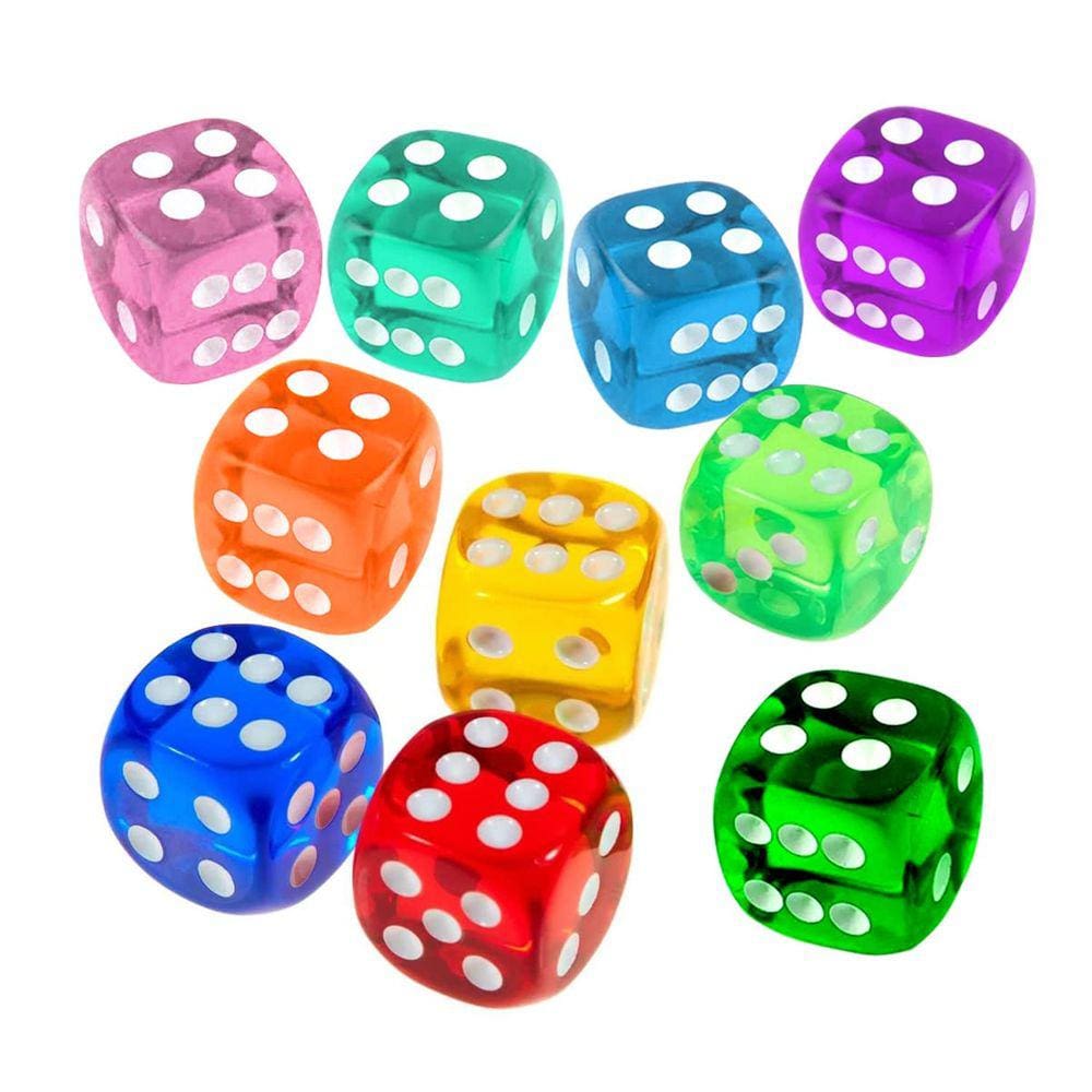 Conjunto de dados JINUPHION, 100 unidades, 16 mm, 6 lados, cores translúcidas