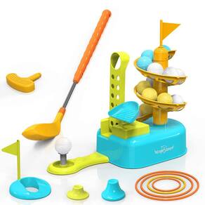 Conjunto de tacos de golfe EagleStone Kids com 2 cabeças de taco, 15 bolas e 4 anéis