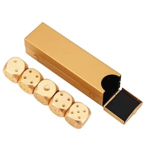 Conjunto de dados de jogo Alomejor de 6 lados com caixa de armazenamento (5 unidades) de alumínio