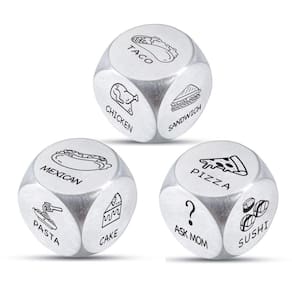 3 peças Food Dice Food Decision Dice for Couple Food Dice Game, aniversário de 11 anos, presente de aço para ele, presente de encontro noturno para ca
