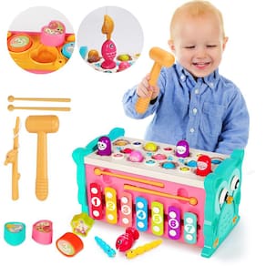 Brinquedos Montessori Hammering Pounding Qirptey 8 em 1 1-2 anos