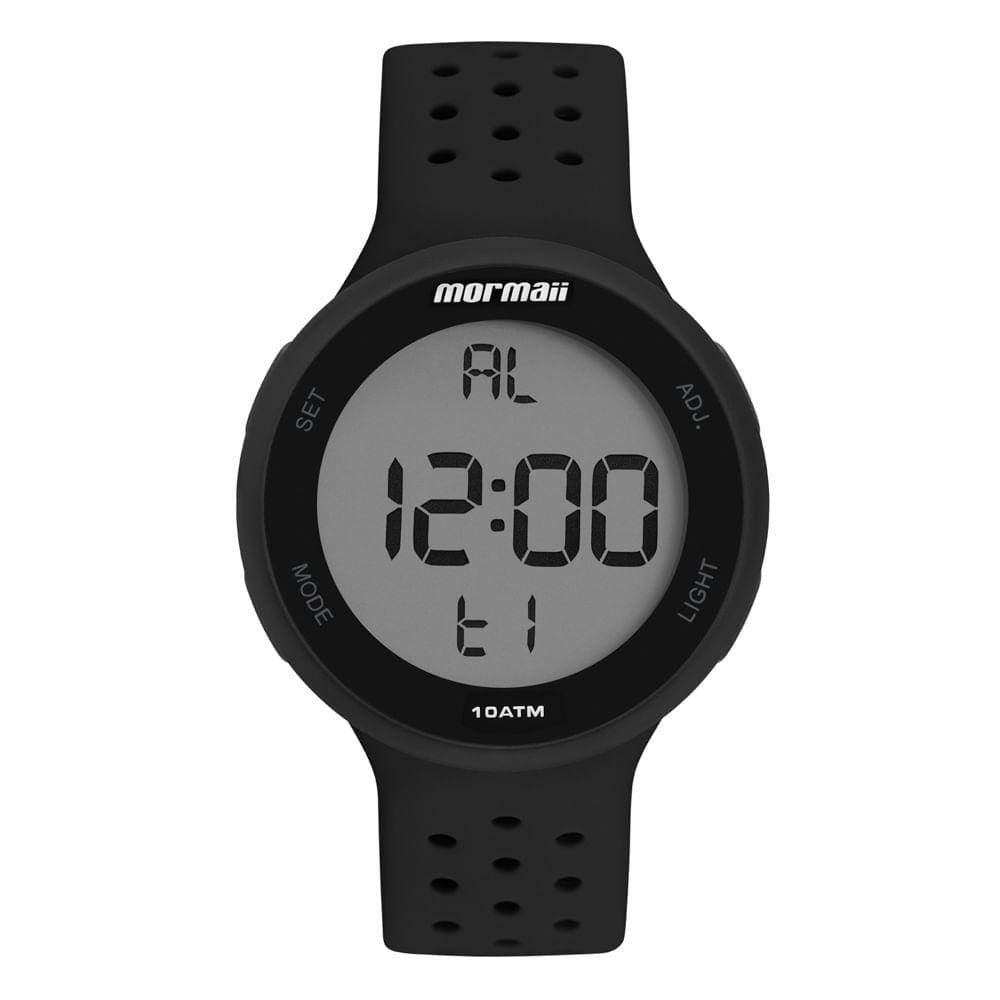 Relógio MORMAII unissex digital preto borracha MO7700AG/8P