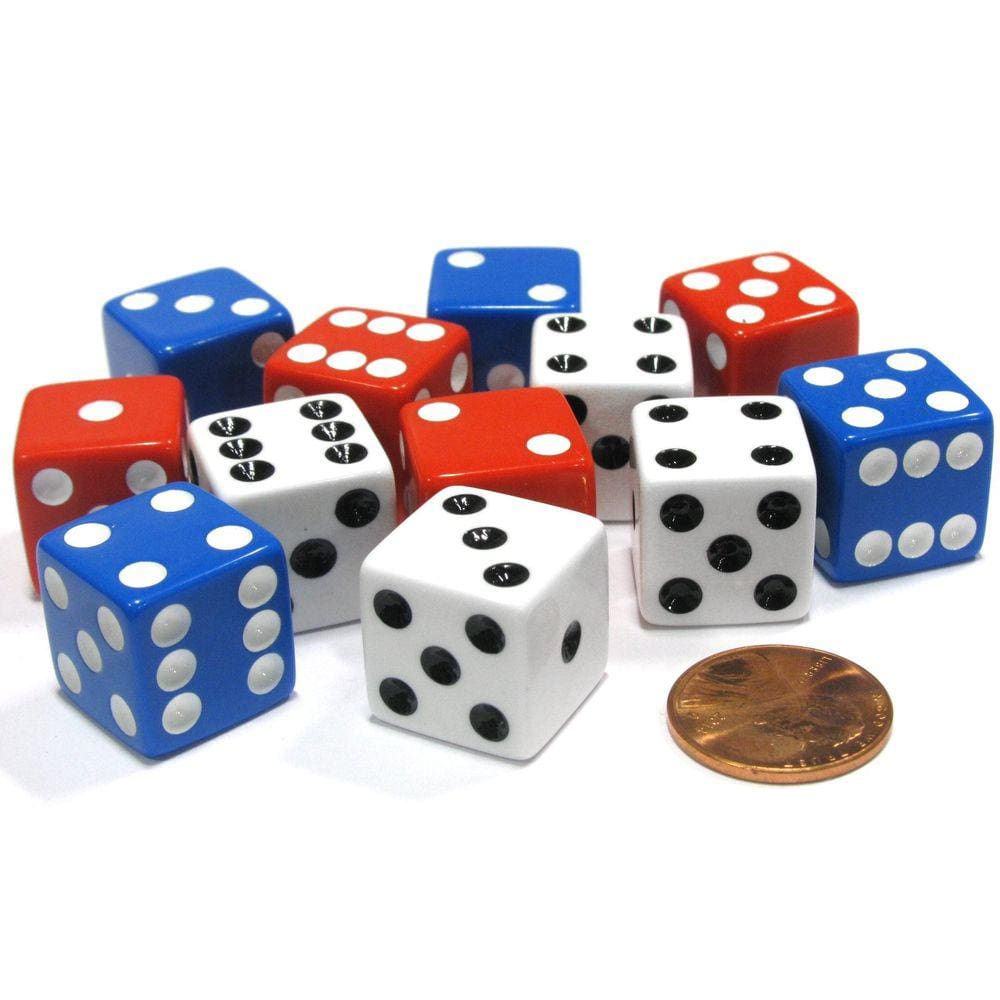 Conjunto de dados Koplow Games Patriotic USA 16 mm D6 (12 peças)