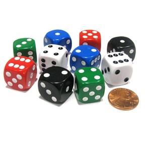 Conjunto de dados Koplow Games arredondado opaco 16 mm D6 (10 unidades)