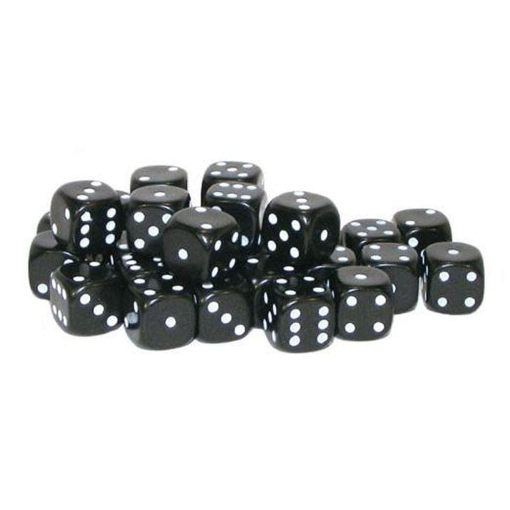 Conjunto de dados Warlord Games 30x D6 10mm clássico preto com branco Sp
