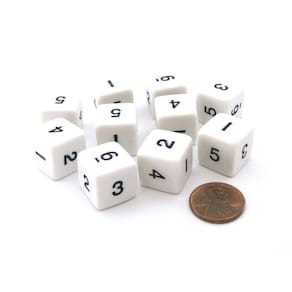 Conjunto de dados Koplow Games D6, seis lados, 16 mm, opaco, numerado x10