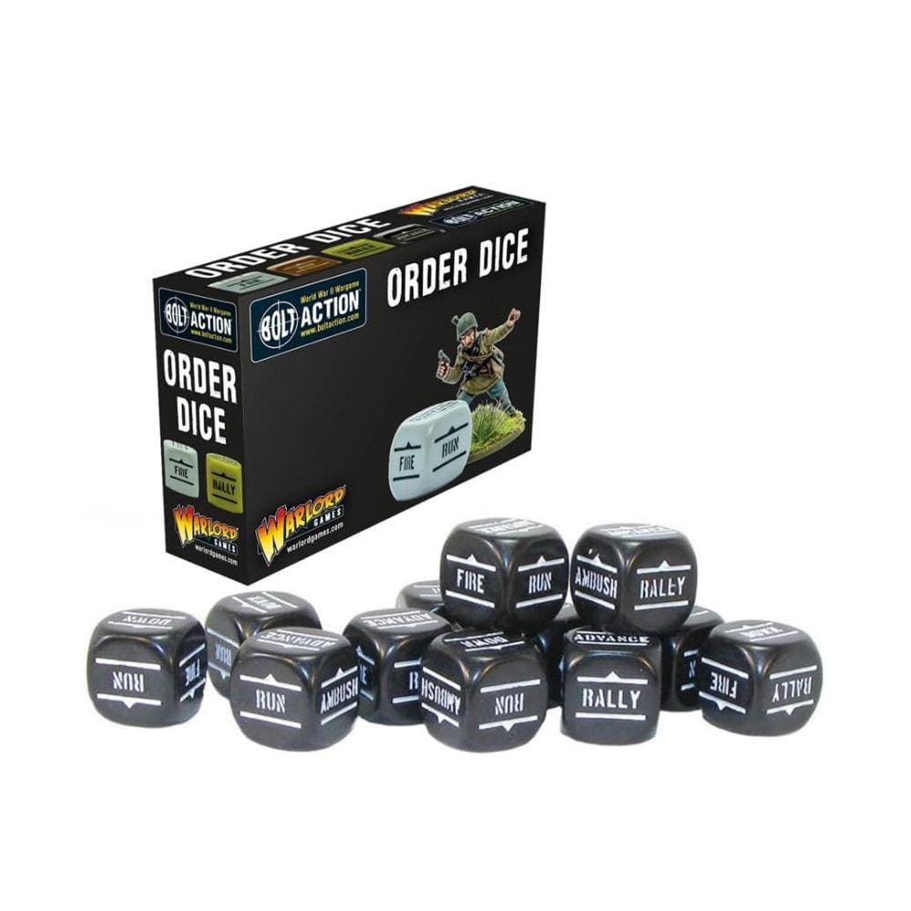 Order Dice Set Bolt Action Black Warlord Games x12