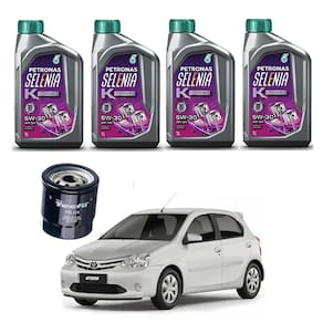 Kit 4 Óleo 5w30 sintetico + Filtro Oleo - Toyota Etios 1.5