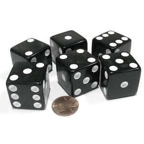 Conjunto de dados Koplow Games D6 25 mm Grande Opaco Jumbo Black x6