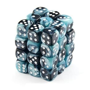 Conjunto de dados Chessex Gemini Black & Shell com branco 12 mm D6 (36)
