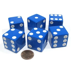 Conjunto de dados Koplow Games D6 25 mm Grande Opaco Jumbo Blue x6