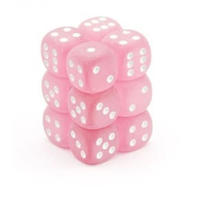 Conjunto de dados Chessex Frosted Pink & White 16 mm, seis lados (12)
