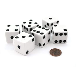Conjunto de dados Koplow Games D6 25mm Grande Opaco Jumbo x6 - Branco