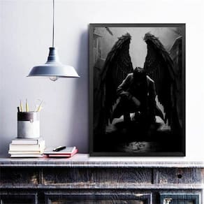Quadro Decorativo Anjo Negro 33X24Cm - Com Vidro