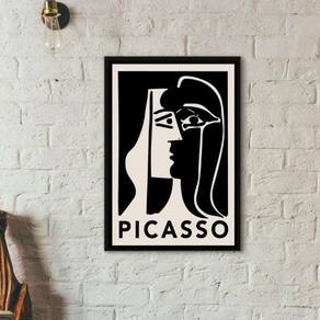 Quadro Decorativo Picasso - Preto No Branco 24X18Cm - Vidro