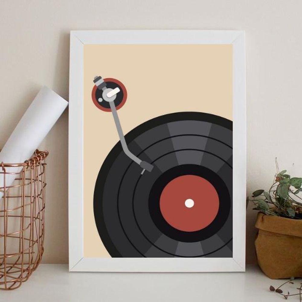 Quadro Music Poster- Record 24X18Cm - Com Vidro
