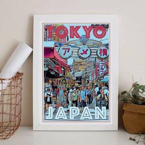 Quadro Poster Tokyo - Japão 33X24Cm - Com Vidro