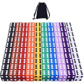 Conjunto de dados de jogo AUSTOR 100 peças, canto quadrado de 16 mm com bolsa