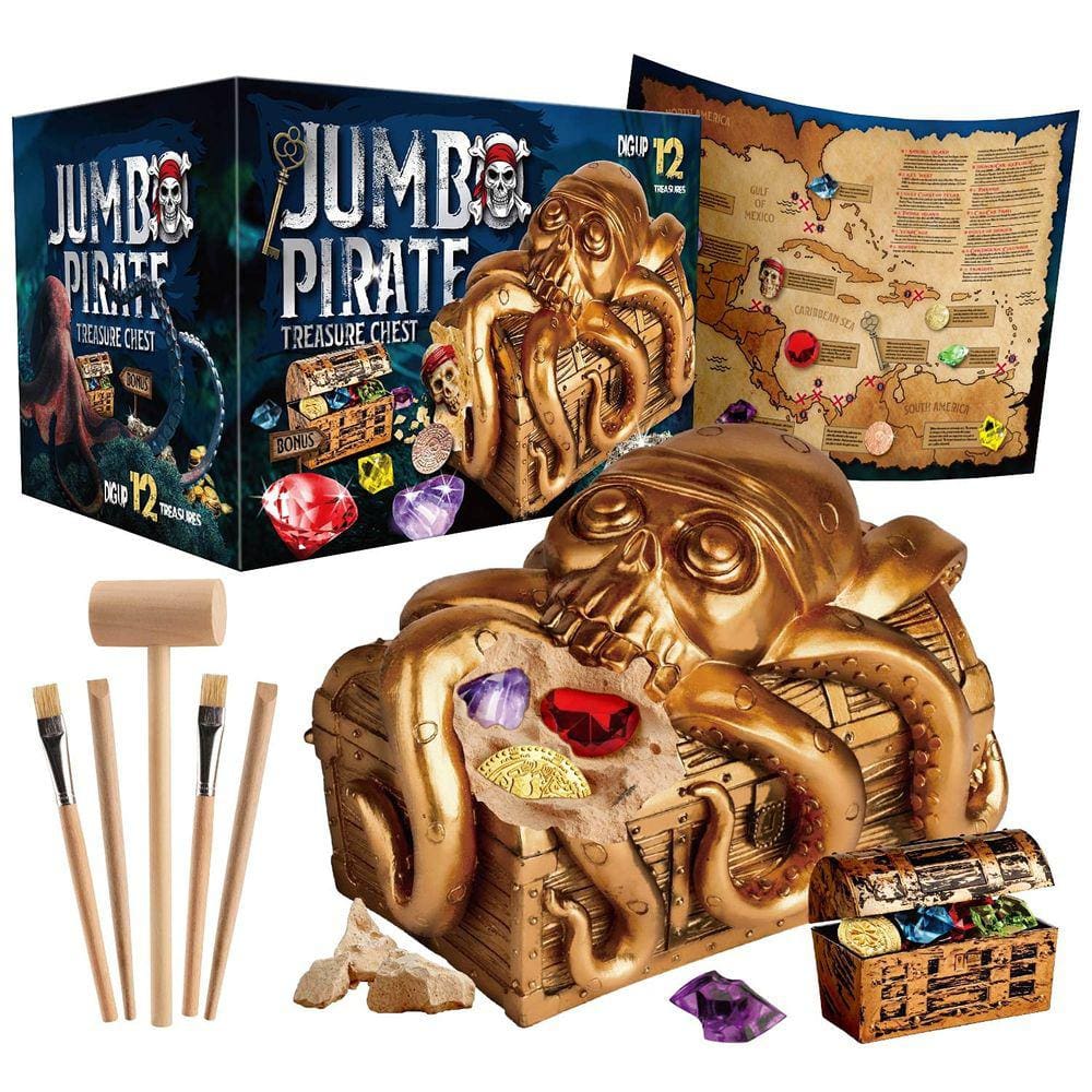 Kit Pirate Dig XXTOYS Jumbo com 12 tesouros para crianças a partir de 6 anos