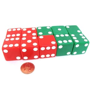 Conjunto de dados Koplow Games D6 25mm Large Opaque Jumbo Christmas