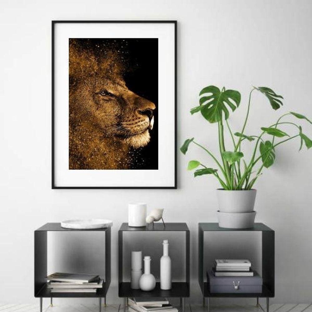 Quadro Leão Ouro - 60X48Cm