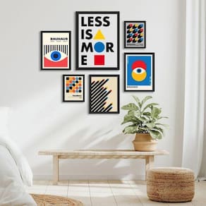 Composição 6 Quadros Bahaus - Less Is More - Com Vidro