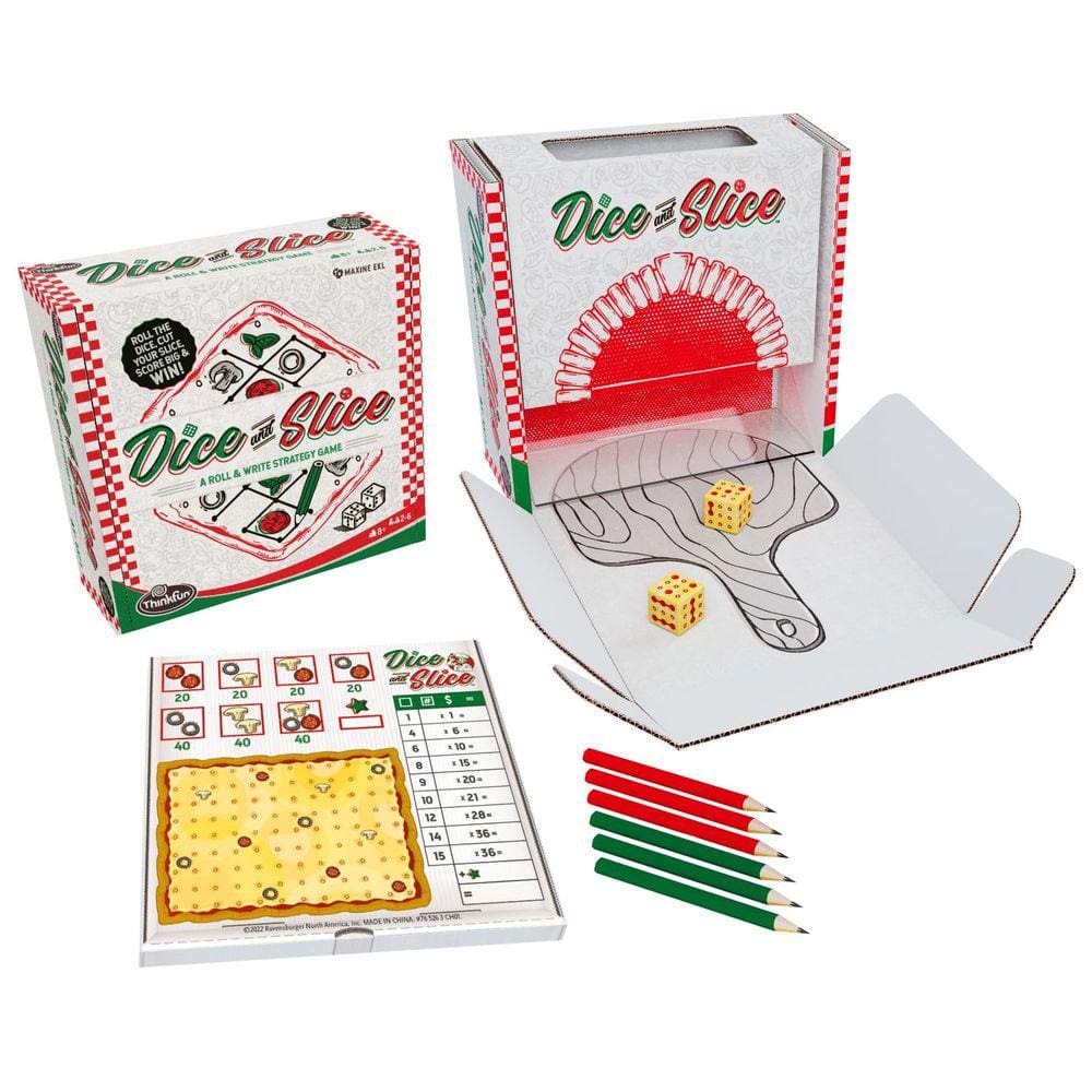 Jogo de dados ThinkFun Dice and Slice Pizza Party com Pizza Pad