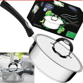 Frigideira Inox Fundo Triplo Cabo Silicone Tampa 24 cm 3,3L Duo