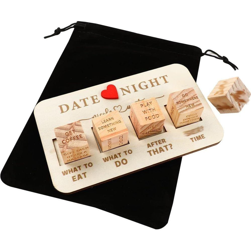 Conjunto de 5 dados de madeira para casais Date Night Dice JOIEFIEX com saco
